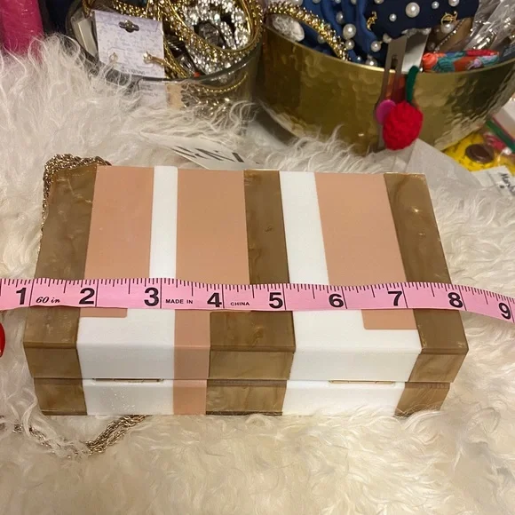 ZARA Multicolor Geometric Clutch with Gold Chain NWT! - Picture 8 of 9